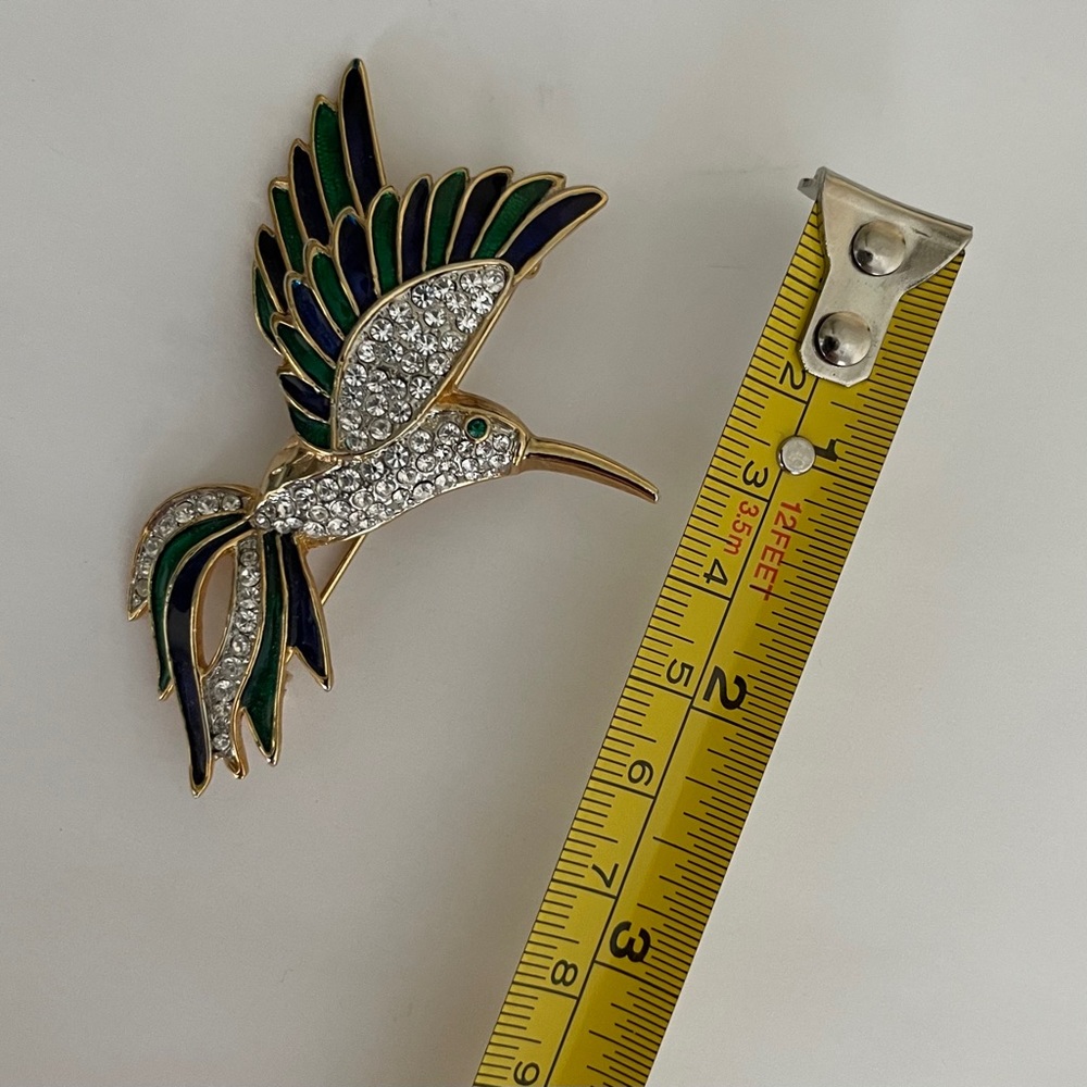 Enamel/Rhinestone Hummingbird Pin - Picture 3 of 6